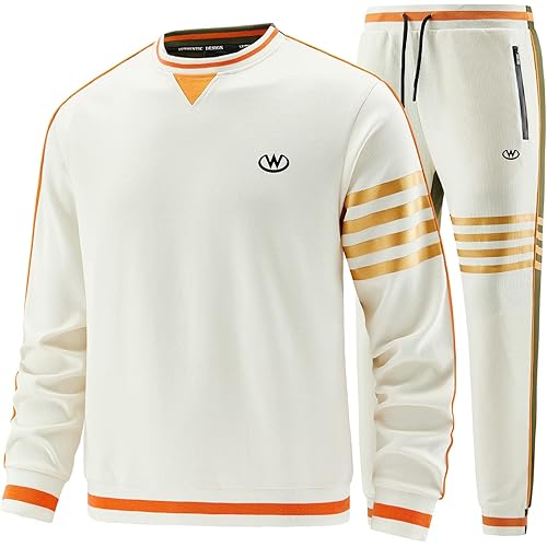 W JIANWANG Men's Casual Tracksuits Long Sleeve Jogging Suits Sweatsuit Sets Track Jackets and Pants 2 Piece Outfit