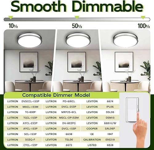 Miniatura 57 de hykolity Lámpara de techo LED de montaje empotrado de 10 pulgadas, 17 W, 1100 lm, 2700 K/3000 K/3500 K/4000 K/5000 K, luces de techo ajustables