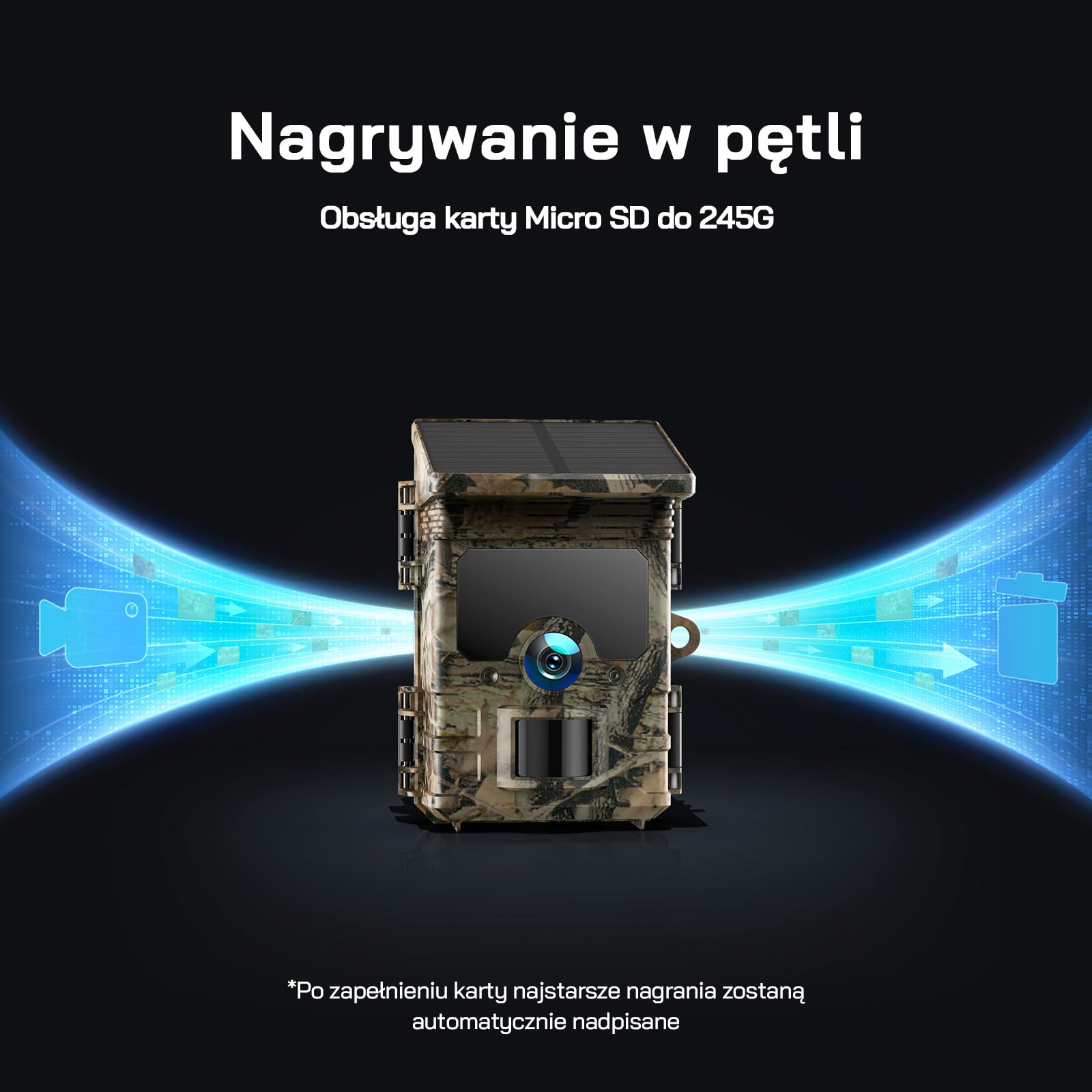 WOLFANG Kamera przyrodnicza WiFi Bluetooth – 4K 68 MP kamera solarna z aktywowanym noktowizorem, kamera do gier o czasie wyzwalania 0,1 s, wbudowana bateria litowa 5200 mAh do monitorowania dzikiej