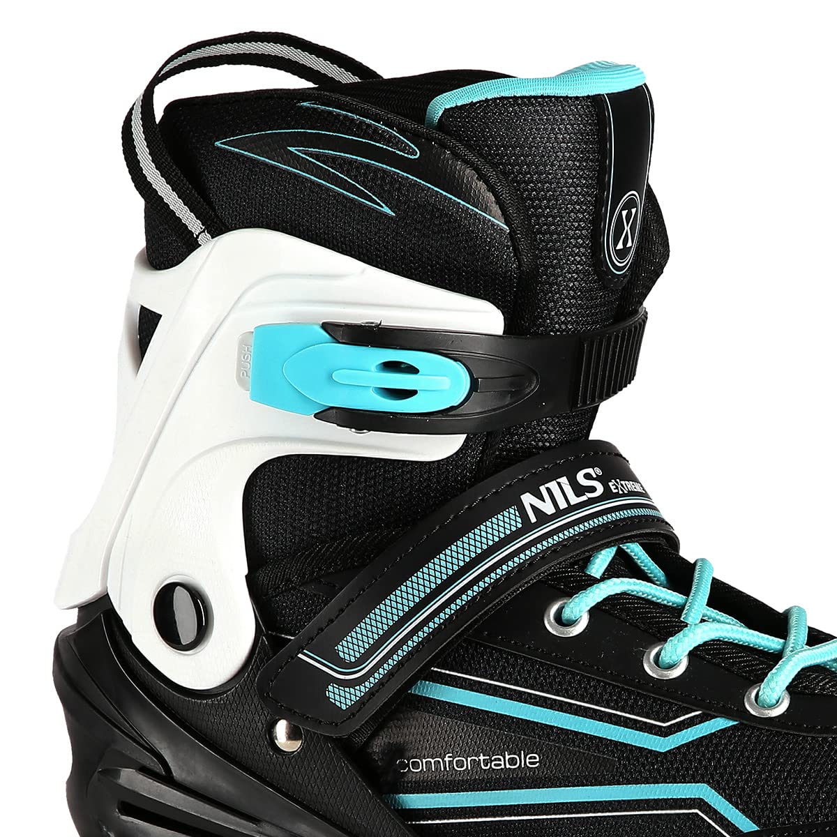 Nils Extreme Inline Skates Damen Inliner ABEC7 Verstellbare Inlineskates für Kinder (Schwarz-Türkis, 39-42), (NA1169A)