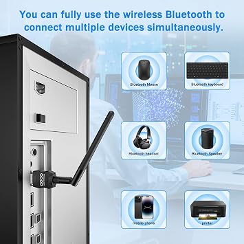USB Bluetooth Adapter 5.3 for Desktop PC, Real Plug & Play Long Range Class 1 EDR Bluetooth Dongle Receiver 328FT/100M for Laptop Computer Connect Speaker Keyboard Headphones Support Windows 11/10/8.1
