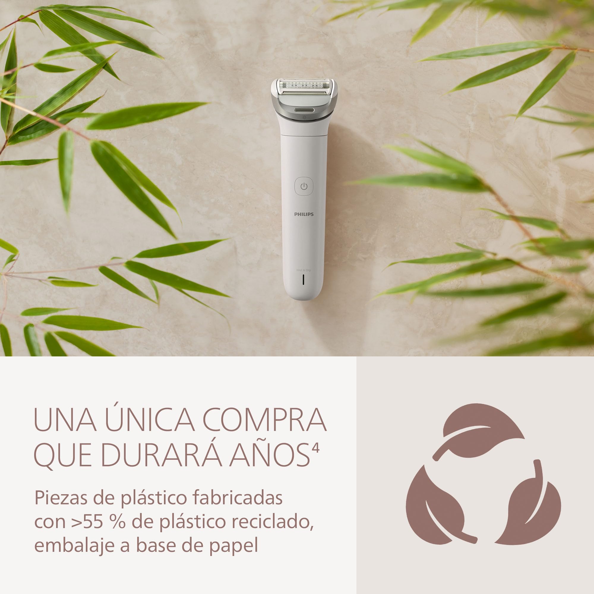 Afeitadora Philips Serie 8000 - Afeitadora sin cable para uso en seco y en mojado, sistema de 3 cuchillas, luz LED, para la cara, las piernas, el cuerpo y la zona del bikini, Modelo BRL159/00