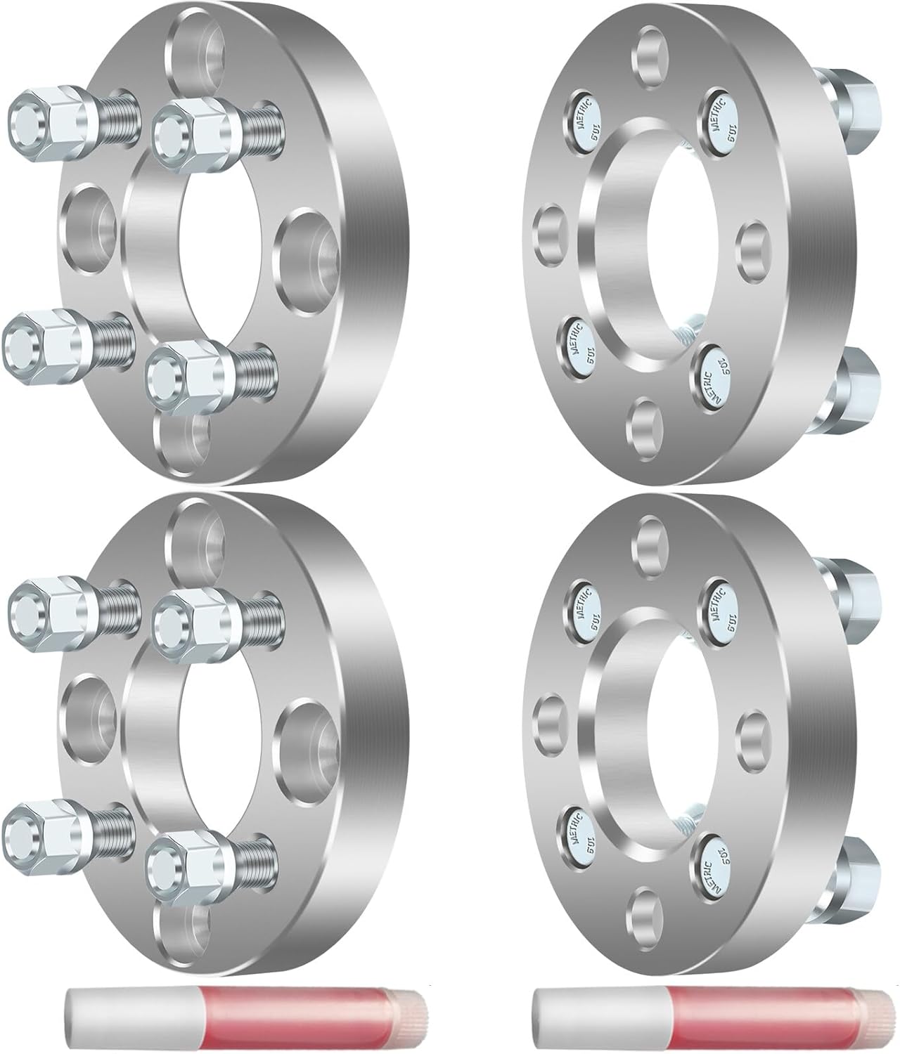 ECCPP 4PCS 1 inch Conversion Wheel Adapters 4x114.3 to 4x100 4 Lug 12x1.5 Studs 74mm fits for Hyundai Accent 1998-2000| for Hyundai Elantra 1992-2000| for Honda Accord 1990-2002 4 PCS Silver