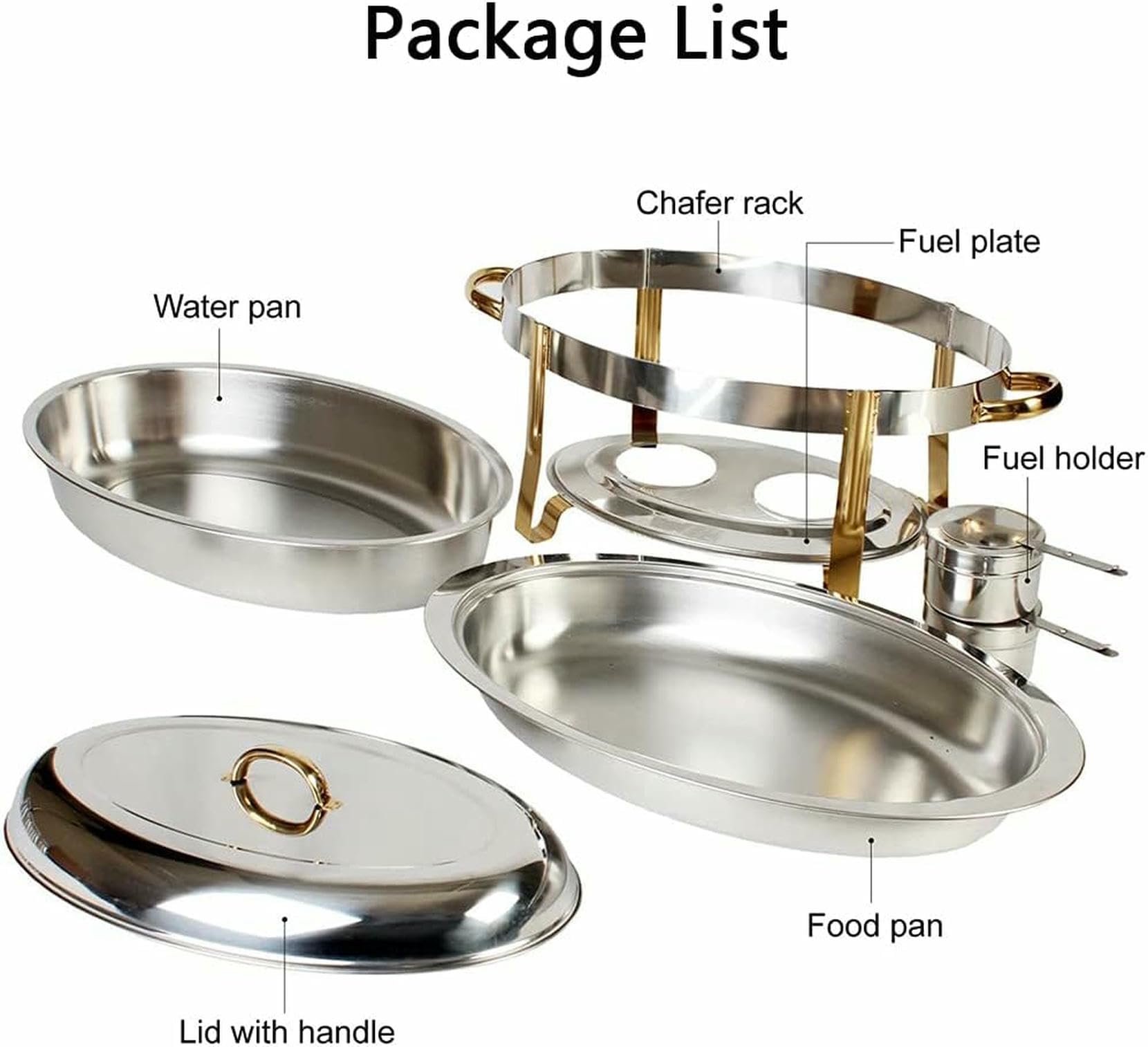 Calentador de buffet, recipiente ovalado de acero inoxidable de 6 L para catering y banquetes, bandeja de buffet de tamaño completo, ideal para servir alimentos y mantener el calor