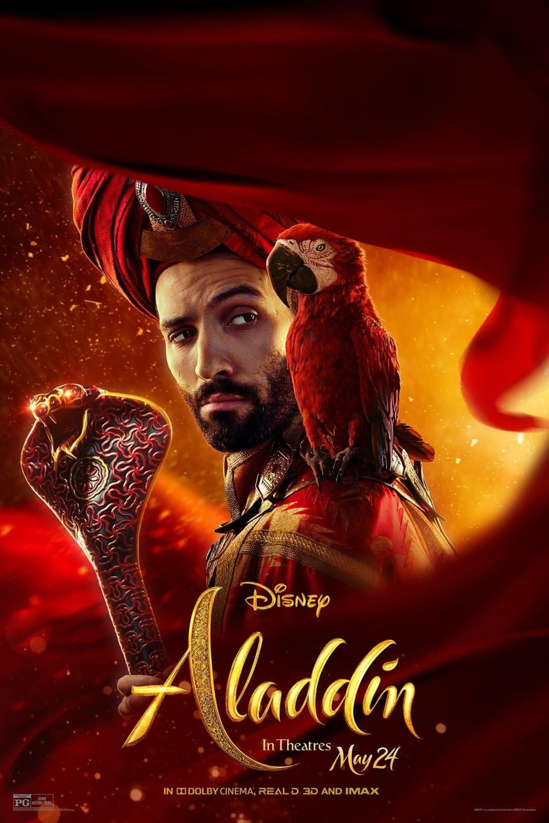 Aladdin 2019 24 A0 Poster on Canvas - Movie Art Poster in varie dimensioni per idee soggiorno o camera da letto. Immagini di film cult senza bordi Classic Iconic 70s 80s 90s Vintage Retro Home Wall D