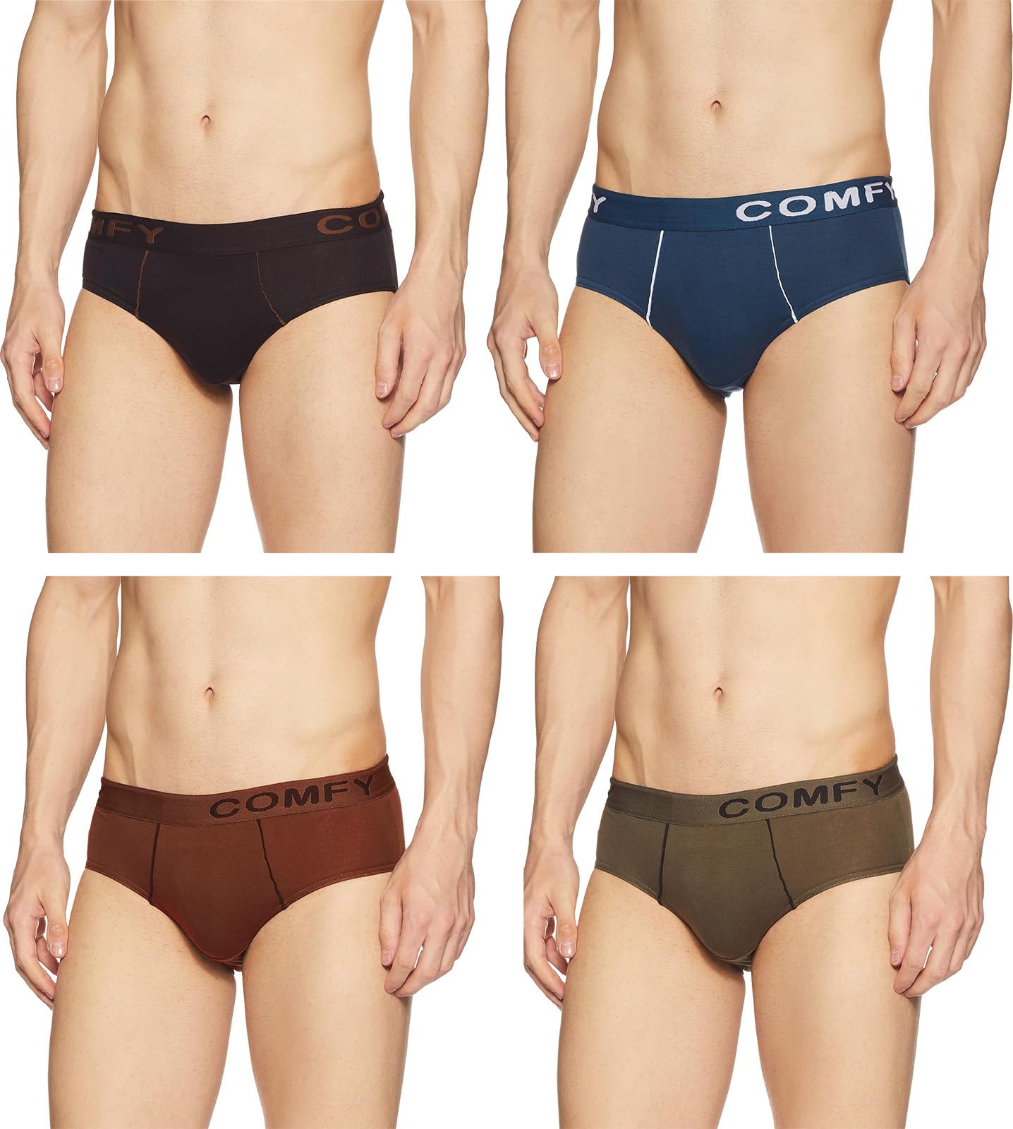 Men's Cotton Assorted Plain/Solid Outer Elastic Briefs (#Comfy-Brief-OE)-image-17