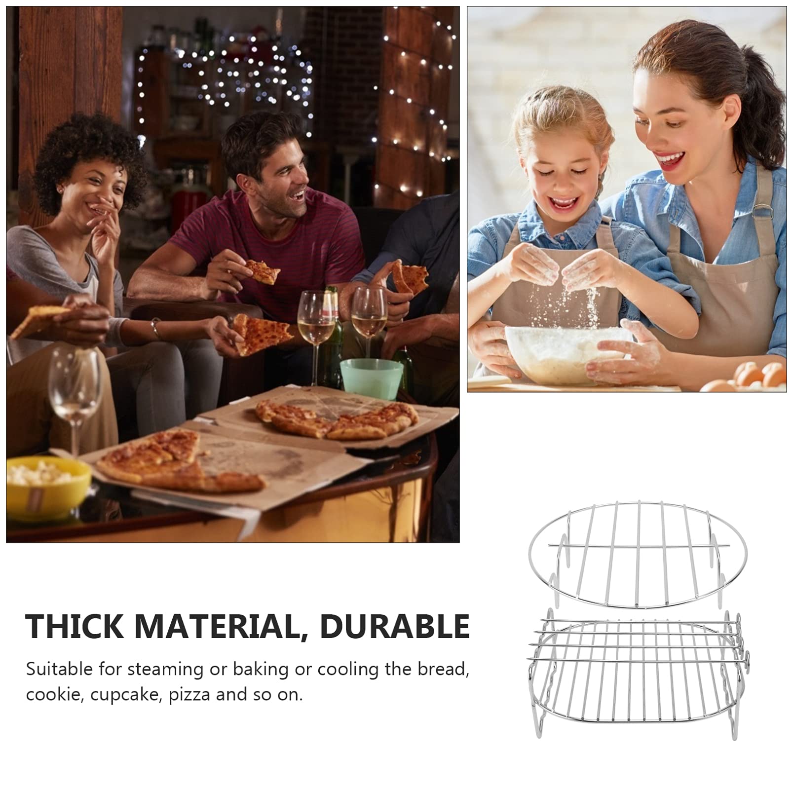 HOLIDYOYO 1 Set Air Fryer Grill Barbecue Skewer Rack Air Fryer Holder Double Layer Grilling Rack Barbecue Rack Steaming Rack Barbecue Supplies Grilling Holder Silver Stainless Steel