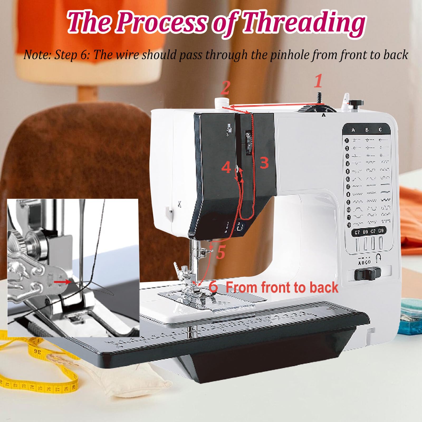 Nähmaschine mit Anschiebetisch, Nähmaschine mit Fußpedal & Nähset, nähmaschine für Anfänger, Tragbare nähmaschines mit LED Licht & Fußpedal, Nähzubehör Set für Kleidung, Bettlaken, Kissenbezüge