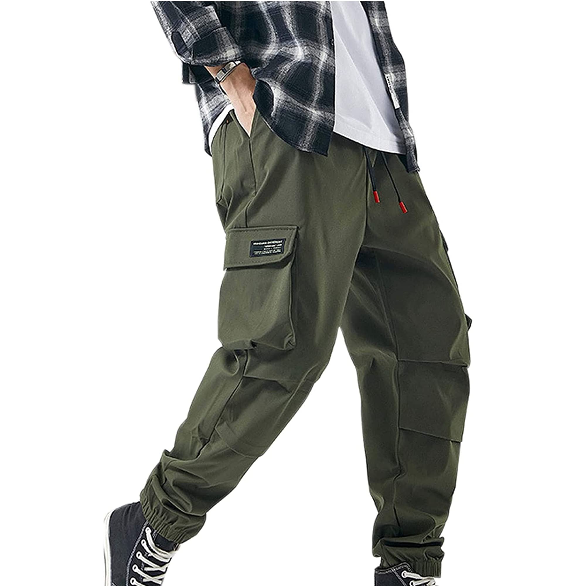 XYXIONGMAO Pantalones deportivos tácticos de hip hop para hombre, color negro, ropa de calle, hip hop, overoles verdes, pantalones cargo para hombre