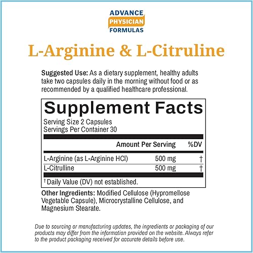 Miniatura 3 de L-Arginina 500 mg, L-Citrulina 500 mg, 60 Cápsulas Vegetales