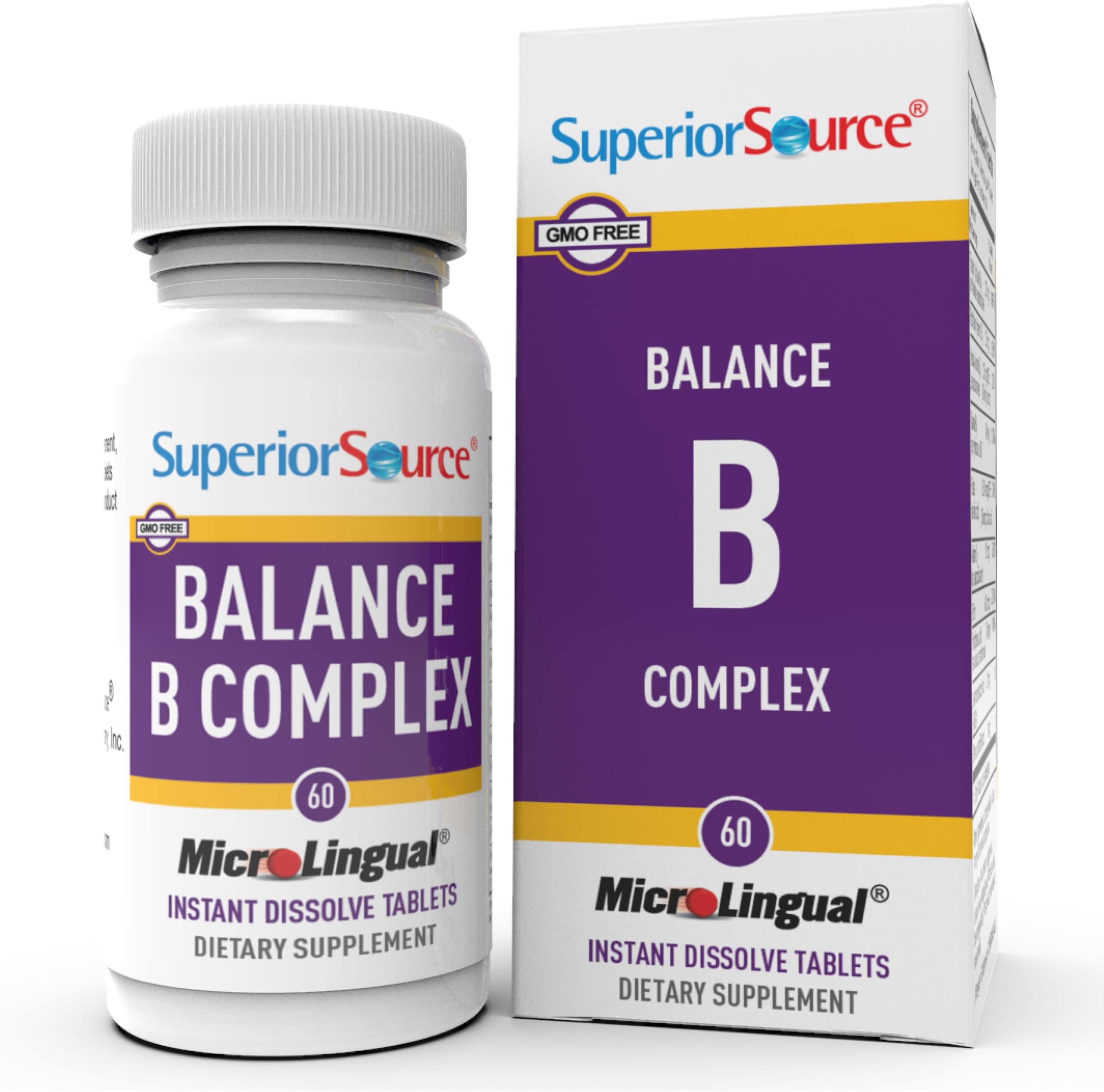 Balance B Complex - Energy Support Supplement with Folic Acid & B Vitamins - Supports Heart & Muscle Health - B Vitamin Supplement Aids Immune Health - 60 Instant Dissolve Tablets