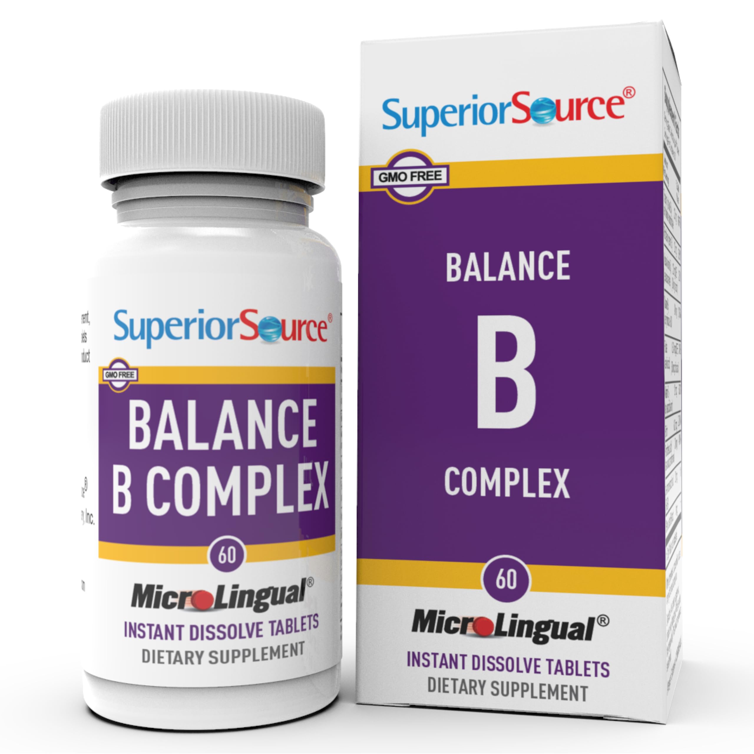 Superior Source Balance B Complex - Energy Support Supplement with Folic Acid & B Vitamins - Supports Heart & Muscle Health - B Vitamin Supplement Aids Immune Health - 60 Instant Dissolve Tablets