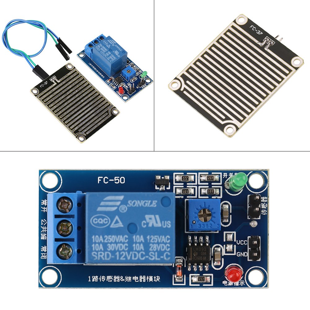 CC 12V Módulo de Relé de Control de Lluvia, Módulo de Humedad Sensor de Lluvia Módulo de Riego Automático