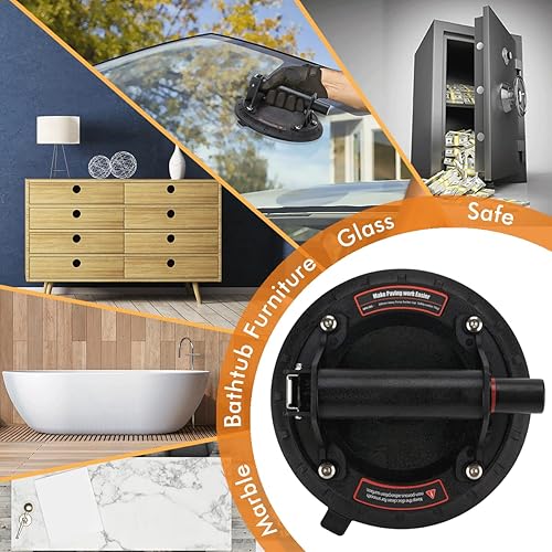 Miniatura 4 de Ventosas de vacío de 8 pulgadas resistentes para levantar vidrio grande, elevador de ventosa industrial con asa, capacidad de carga de 500 libras