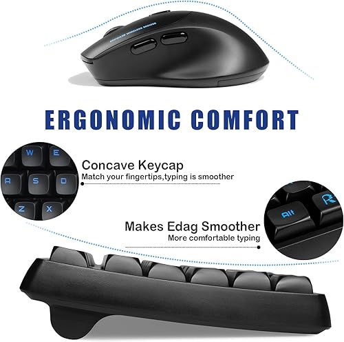 Miniatura 2 de Combo de teclado y mouse inalámbricos, teclado inalámbrico de computadora de tamaño completo 2.4G con diseño ergonómico y mouse inalámbrico óptico