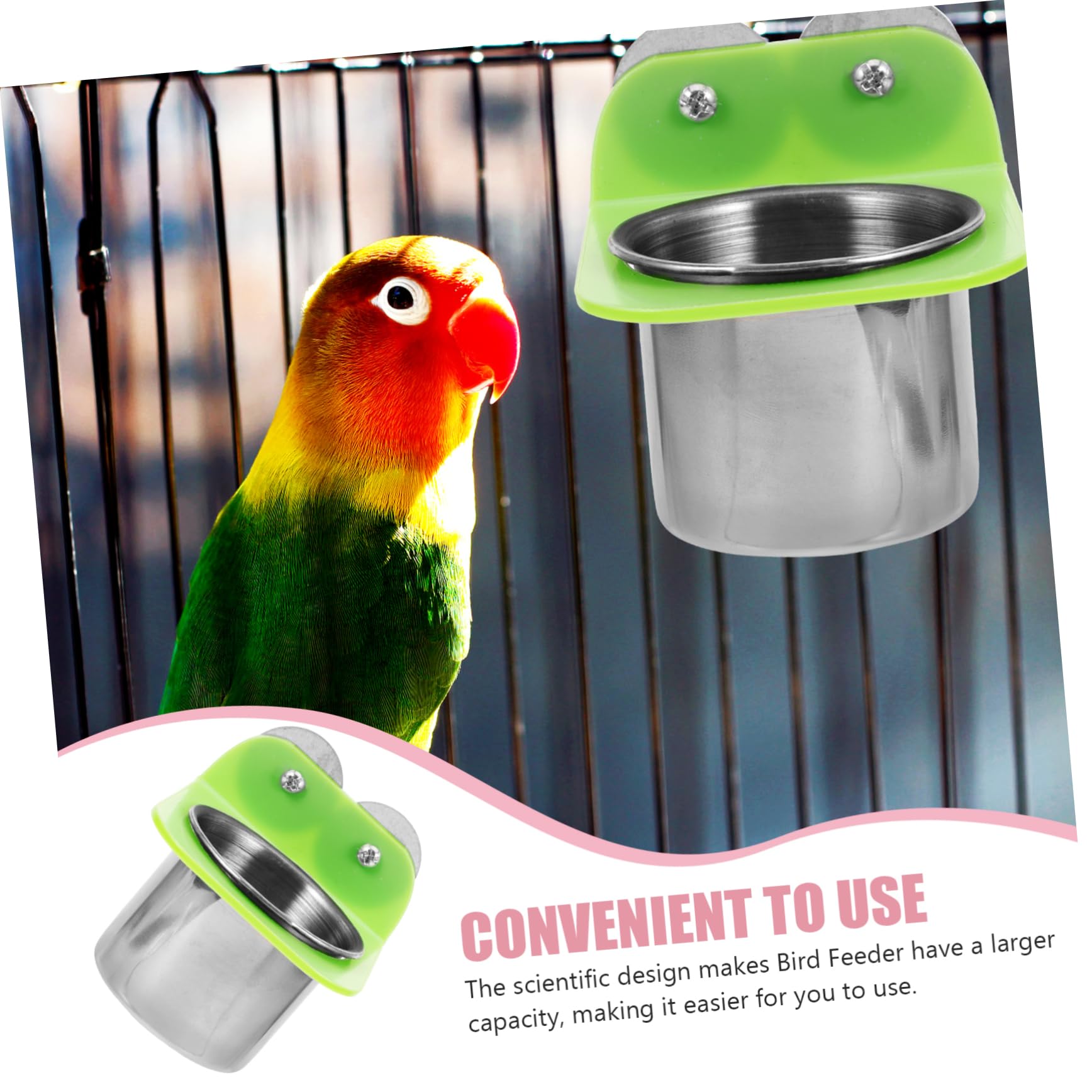 YARNOW Bird Feeder Detachable Metal Bird Feeding Cup Easy to Bowl for Parrots Cockatiels and Pigeons Convenient Food Dispenser - image 5