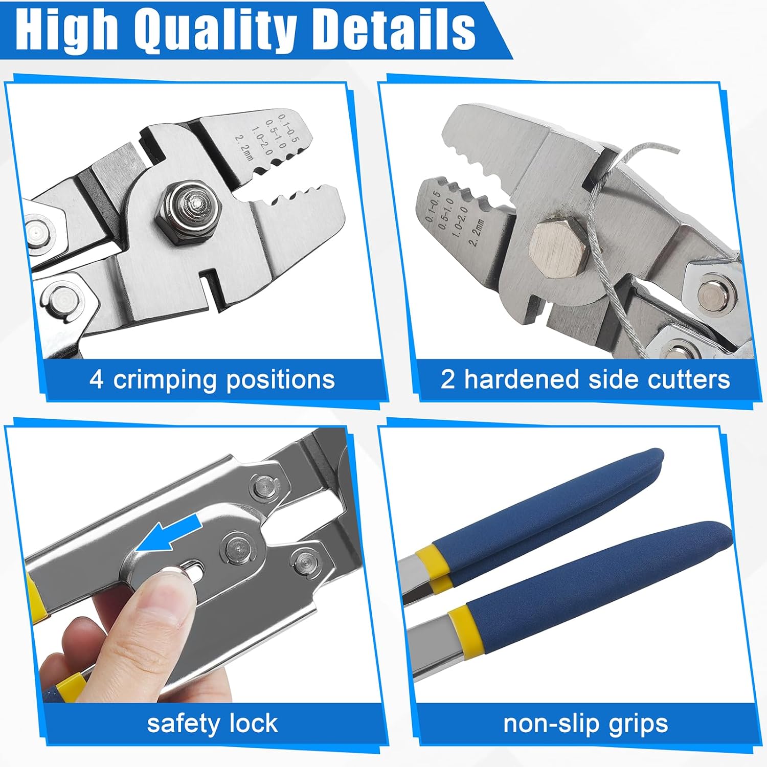 JSHANMEI Fishing Crimping Tool Heavy Duty Crimper Pliers with Crimp Sleeves, Wire Crimping Tool Make Fishing Leaders Shark Rigs, Various Usage
