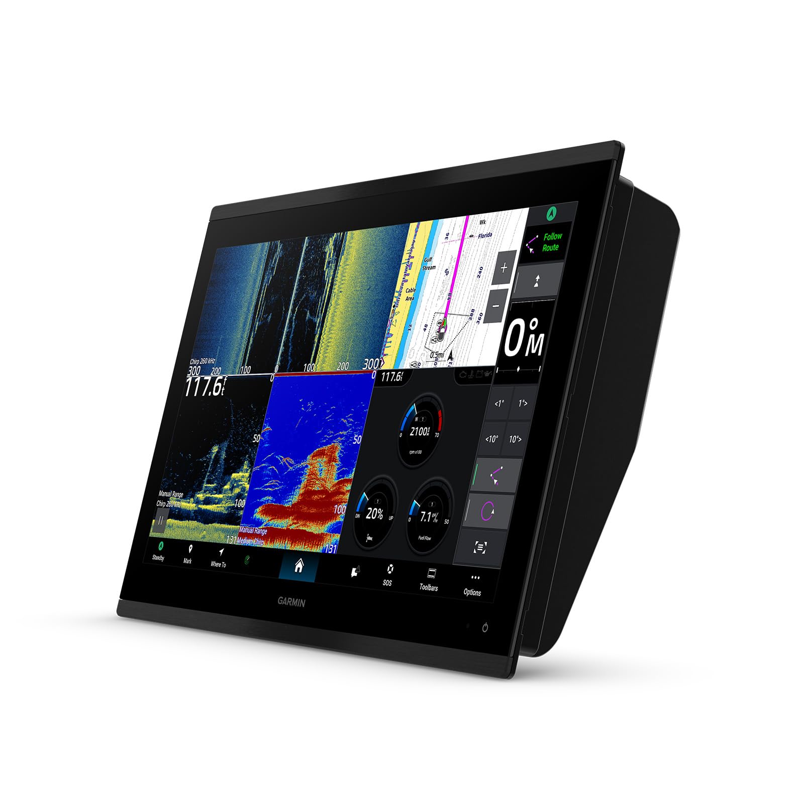Garmin GPSMAP 9017xsv, Chartplotter Premium da 17" con display touchscreen 4K, sonar integrato e mappa di base mondiale