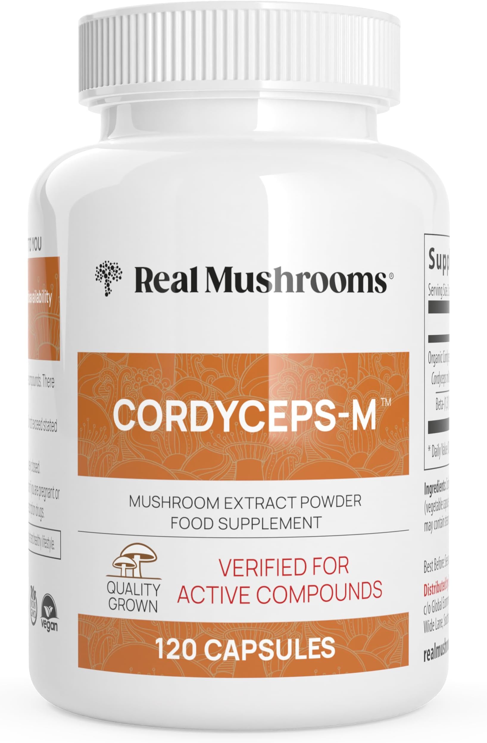 Real Mushrooms Cordyceps Mushroom Powder with Beta Glucans, 120 ct