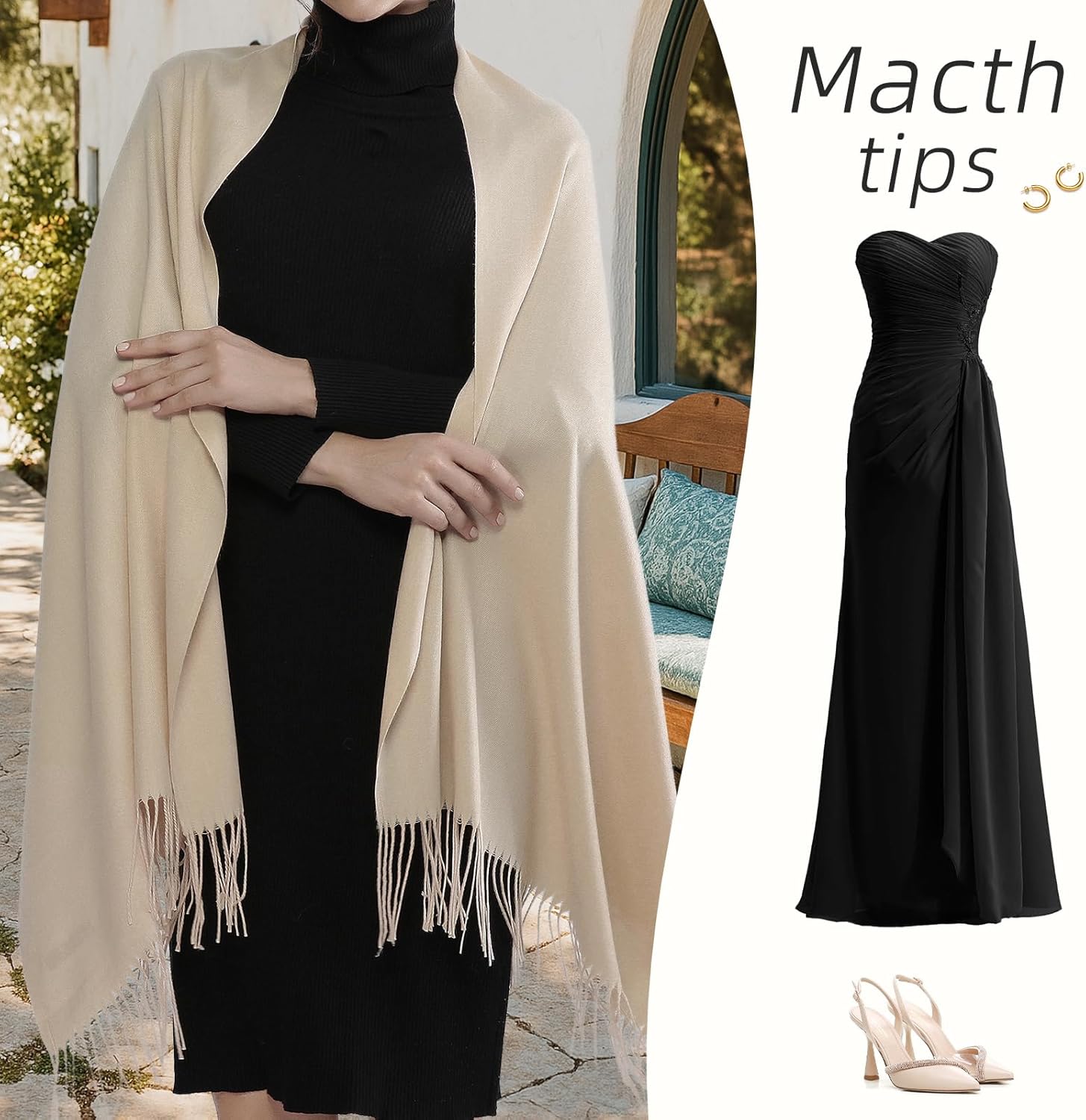 RIIQIICHY Women's Scarf Pashmina Shawls and Wraps for Evening Dress Bridesmaid Wedding Bridal Winter Warm Long Large Scarves - Image 2