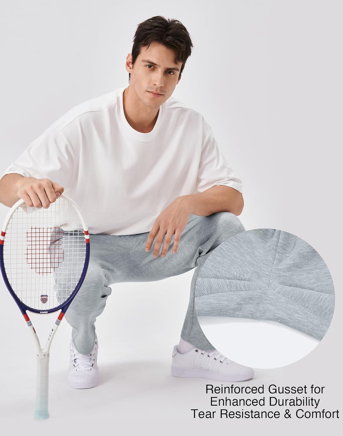 K-Swiss Men's Sweatpants with Pockets - Casual Pants with Drawstring Open Bottom Lightweight & Breathable Lounge Pants - Image 6