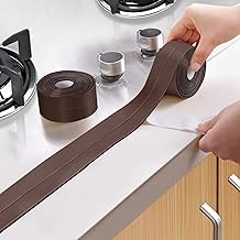 Cinta selladora autoadhesiva de PVC impermeable de 22 mm x 3,2 m, color marrón, ideal para baño, cocina, estufas de gas, fregaderos y bañeras. Tira de goma duradera para sellos herméticos