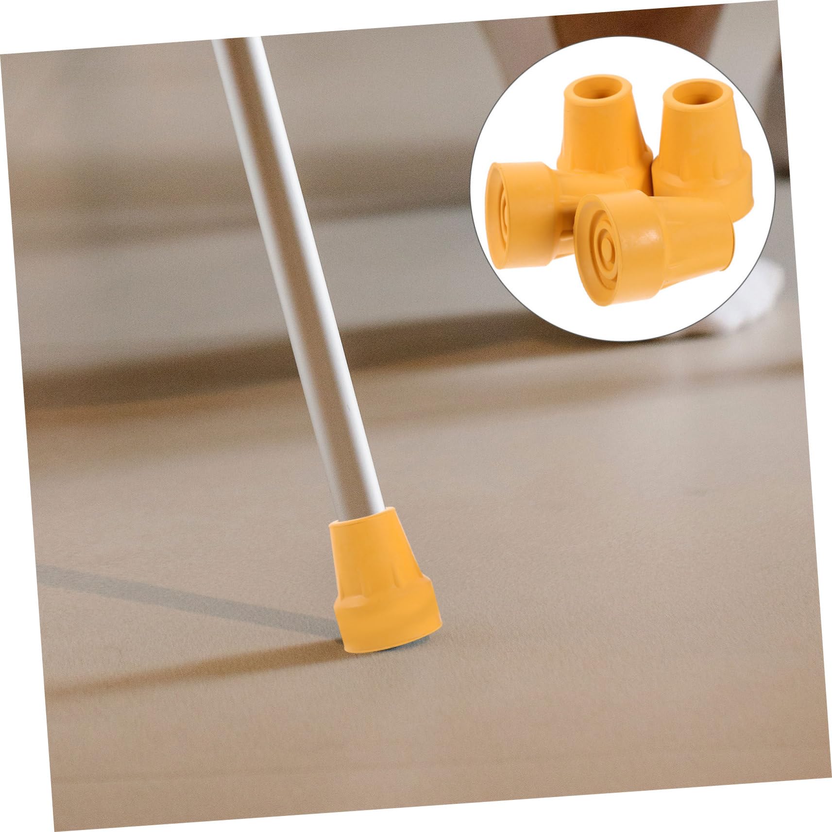 BESTYASH 3 Ensembles De Pointes De Bâtons De Marche Coussinets Anti Pour Chaussures Poignée Pied Tampon Marcher De Marche Remplacement Caoutchouc Jaune 4 Pièces * 3