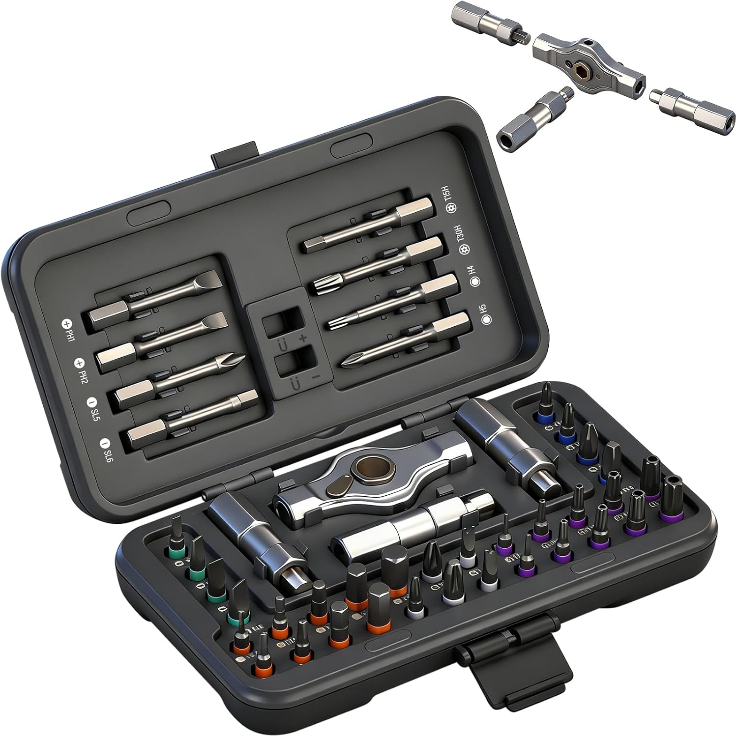 42 in 1 Magnetic Screwdriver Set, Multi Bit Magnetic Screwdriver Kit with Detachable Ratchet Handle