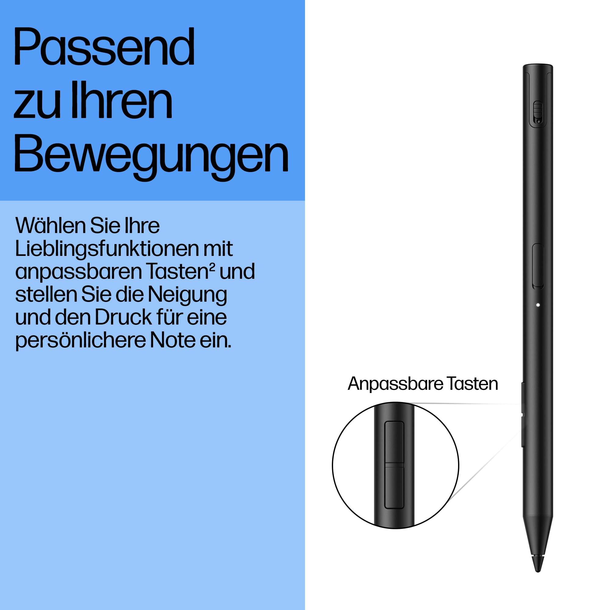 HP 700 Wiederaufladbarer Multi Pen – USB-C, 4096 Druckstufen, 25 Tage Akkulaufzeit, Kompatibel mit MPP 2.0/USI 1.0/AES 2.0, 60% Recyceltes Material, Schwarz
