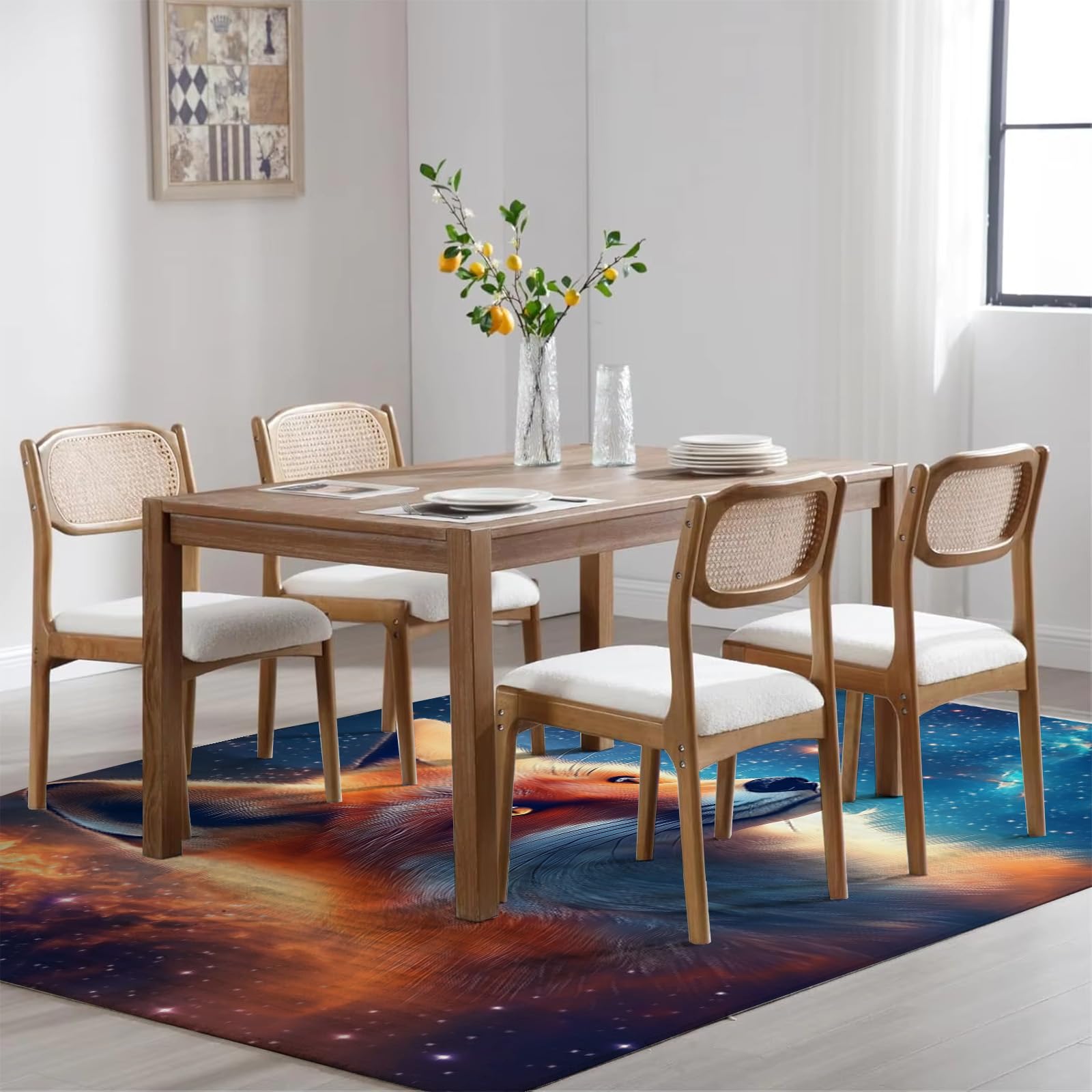 Galassia Della Volpe Tappeti Soggiorno Camera Da Letto – Animali Fantastici Tappeti Antiscivolo – Moderno Morbido Pelo Corto Peluche 120X180Cm Tappeto - Non Perde Pelo Facile Pulire