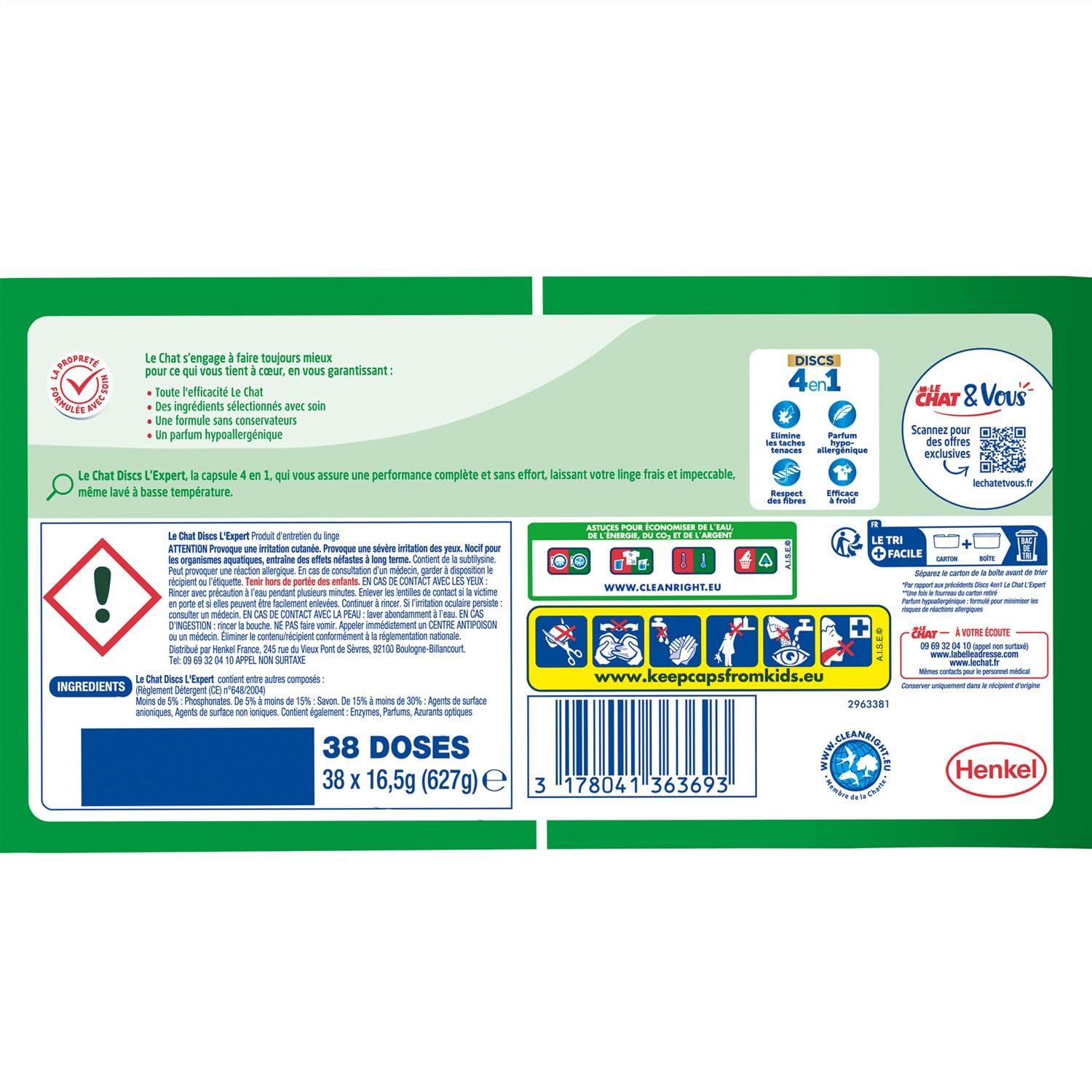 LE CHAT L'Expert - Discs 4en1 - Lot de 2 boîtes de 38 capsules (76 capsules)