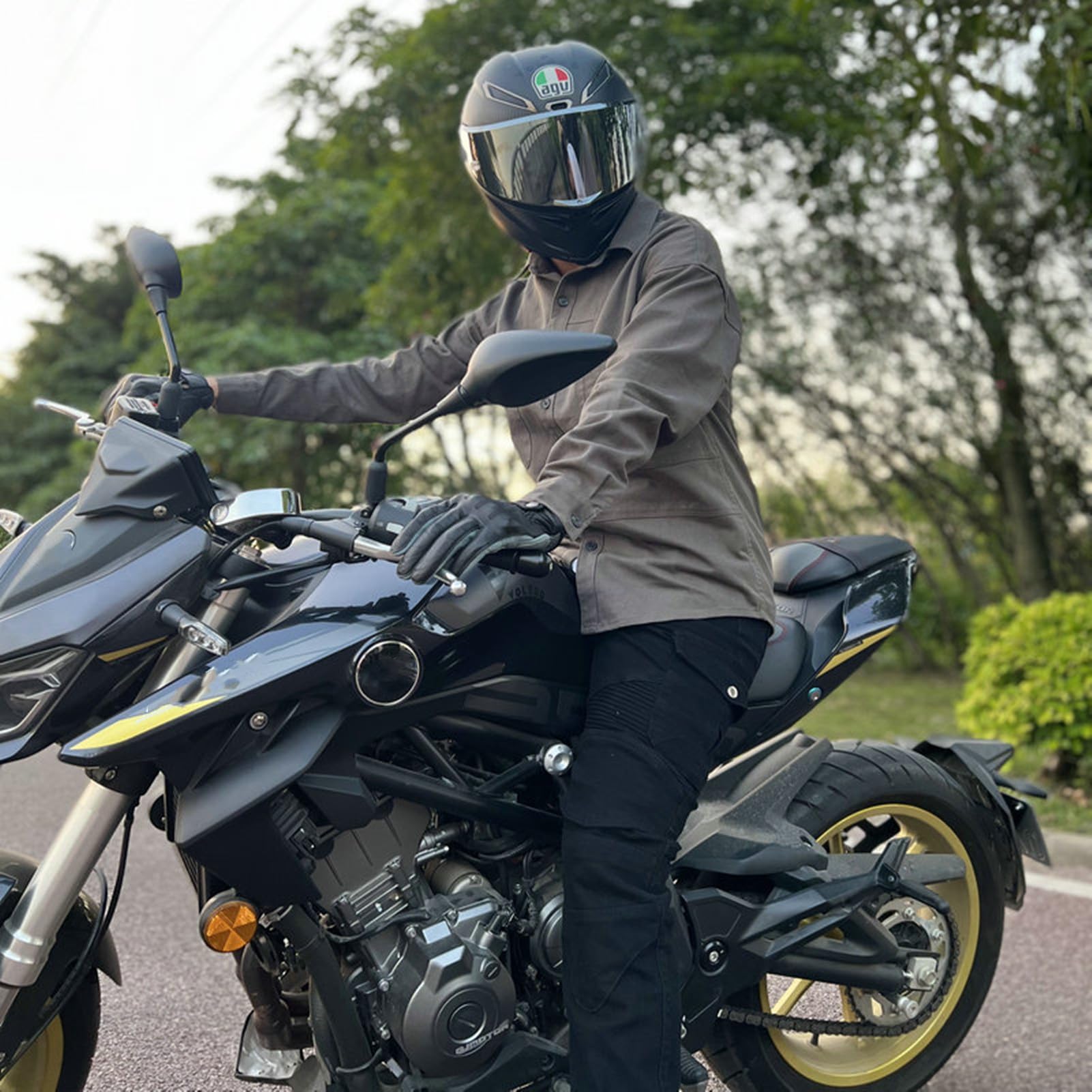 Camicia Da Moto - Kevlar - Uomo - Donna - Camicia Da Moto CE Per Tutte Le Stagioni, Camicia Da Moto Completamente Rinforzata (Verde,S)