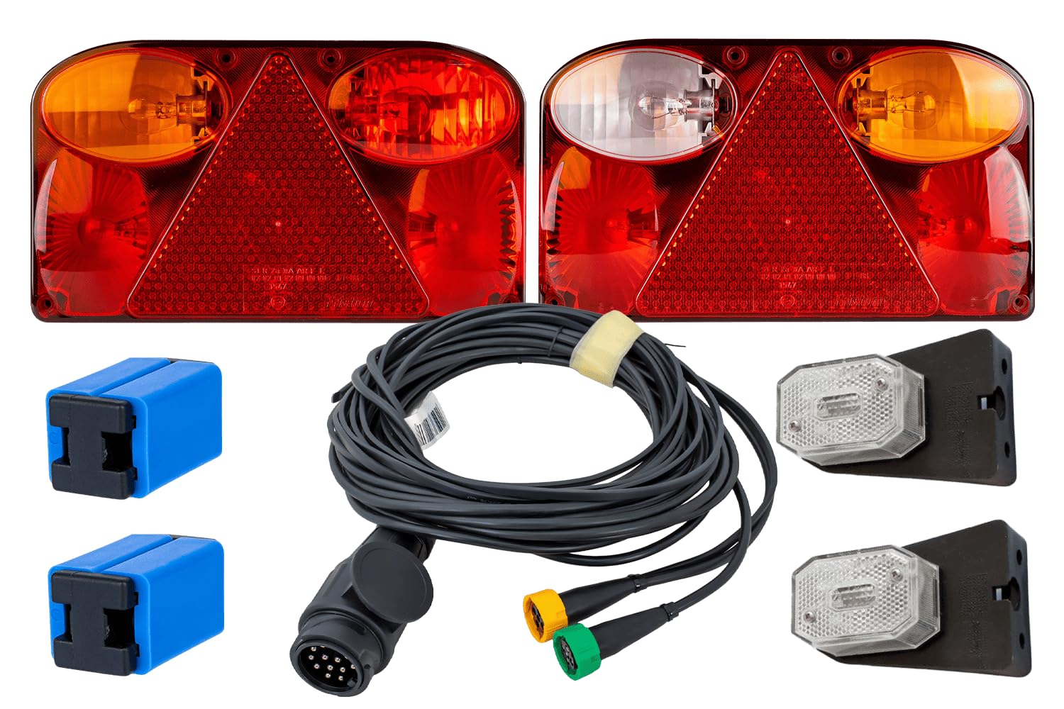 UNITRAILER Juego de luces: FRISTOM FT-088 faros traseros + ASPÖCK FLEXIPOINT I luces de marcador laterales + arnés de cableado MANTES de 5,2 m de 13 pines