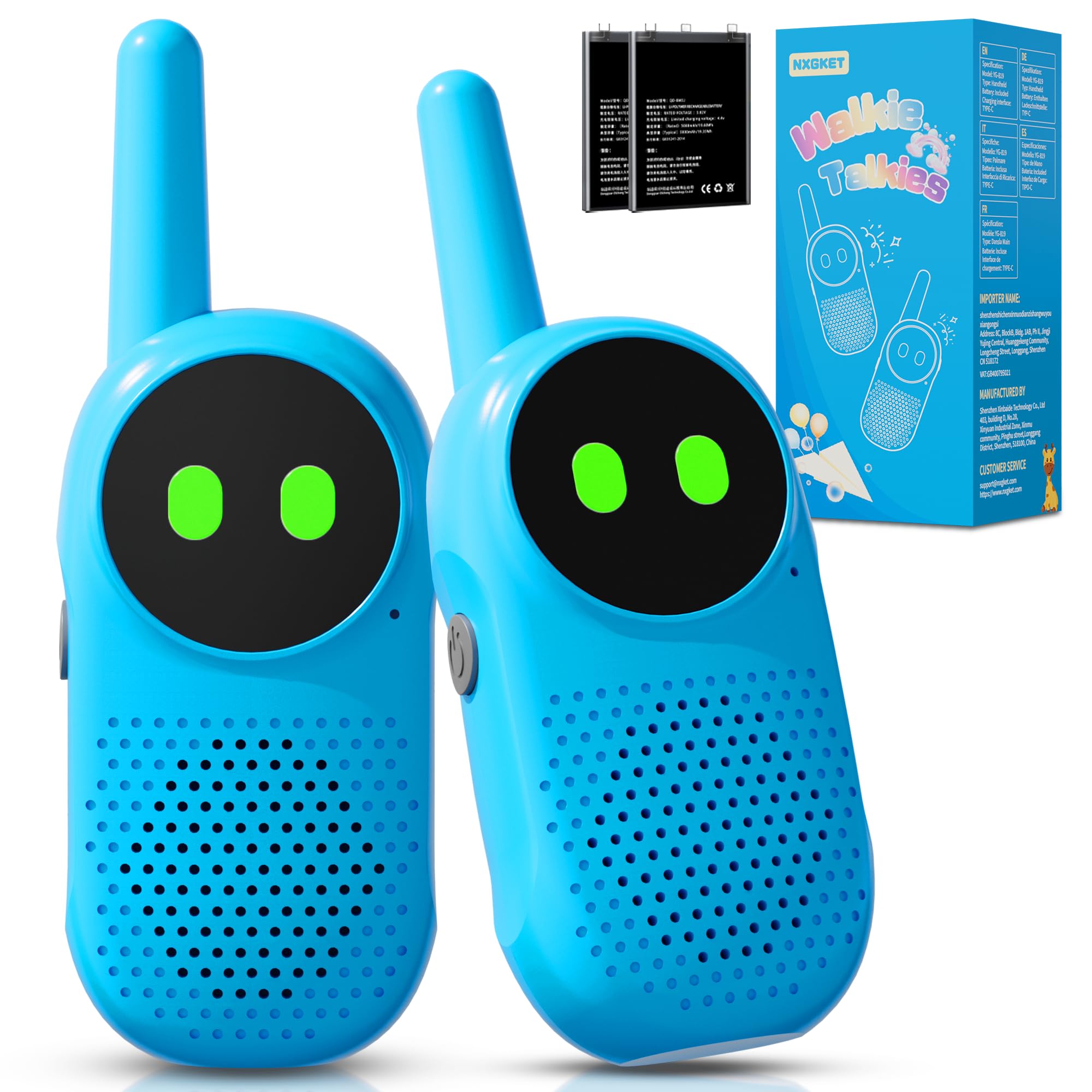 Walkie Talkie Kinder ab 3 4 5 6 7 8 Jahre, NXGKET 2er Set Aufladbar Walkie Talkies, Funkgerät Radio Walki Talki