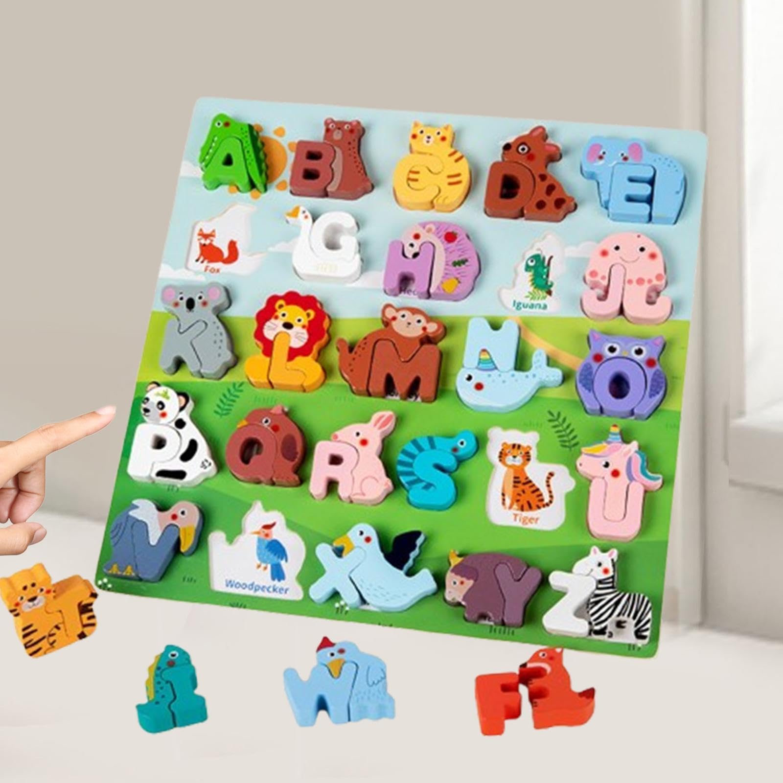 Rompecabezas de Animales del Alfabeto, Tablero de Bloques de Clasificación para Niños Pequeños.