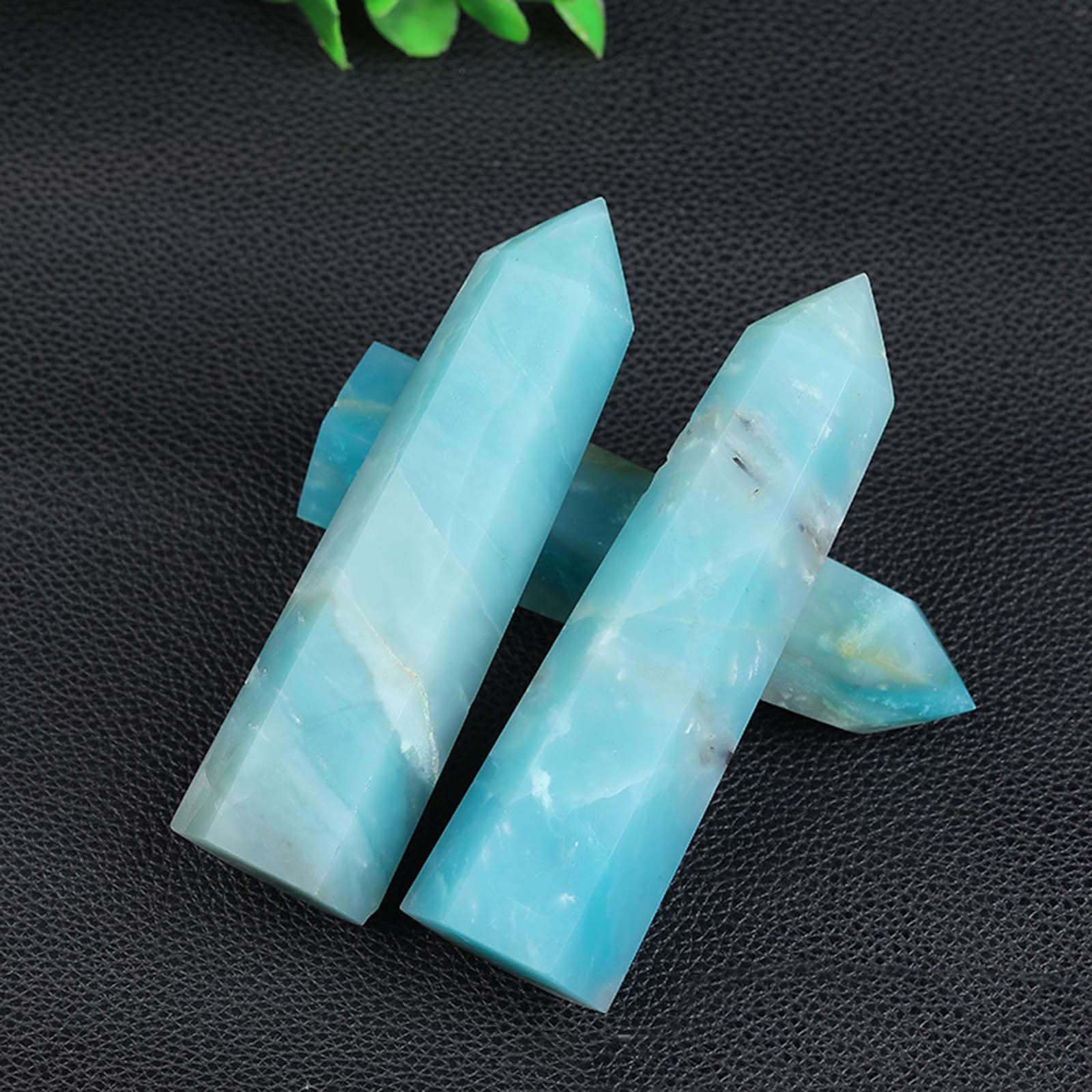 Varita de Cristal de calcita caribeña Natural de 2 Piezas