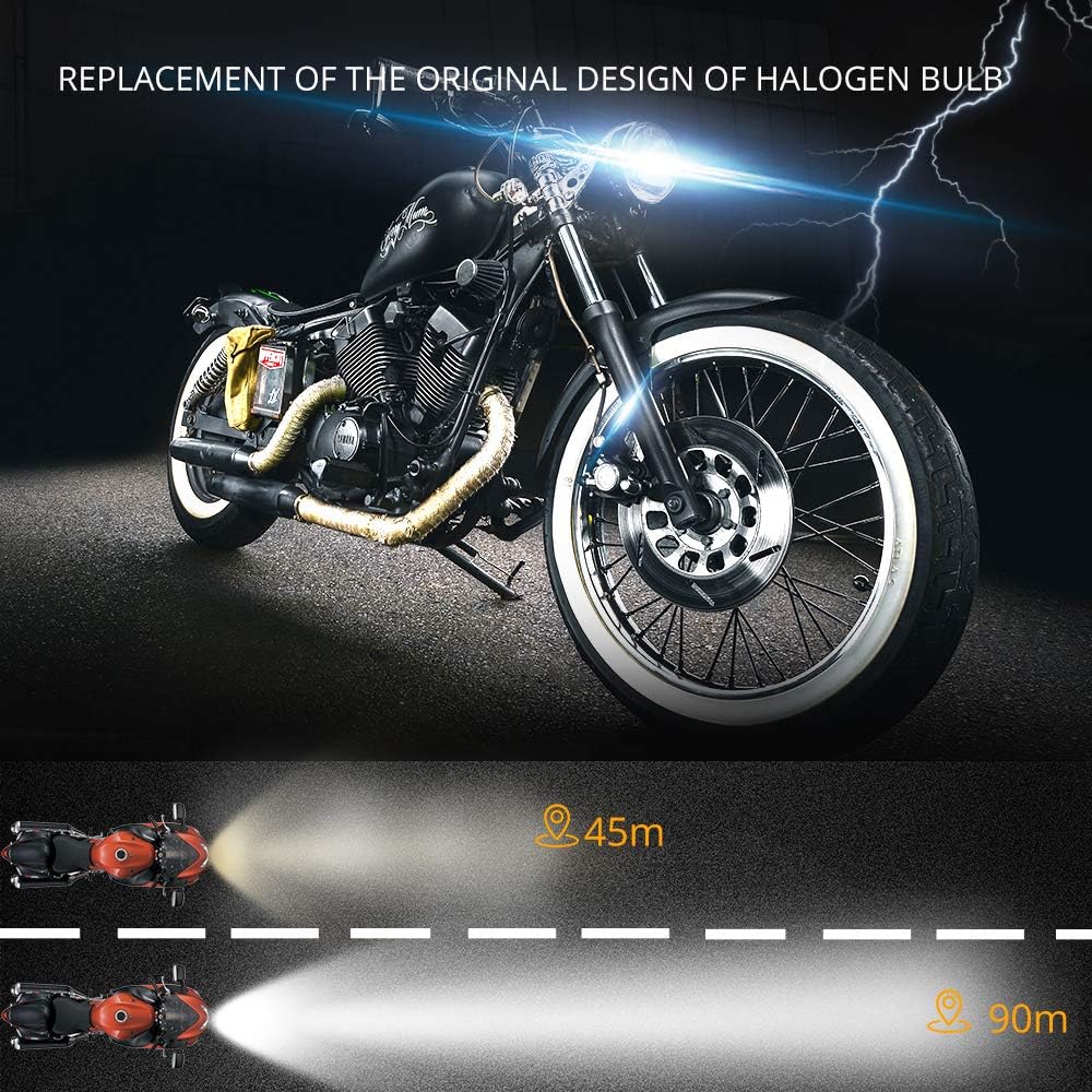 YEORO P15D LED Bulb 1600Lumens High Power 8Watts H6M LED Motorcycle Lamp High Low Beam.Xenon White(1-pack).