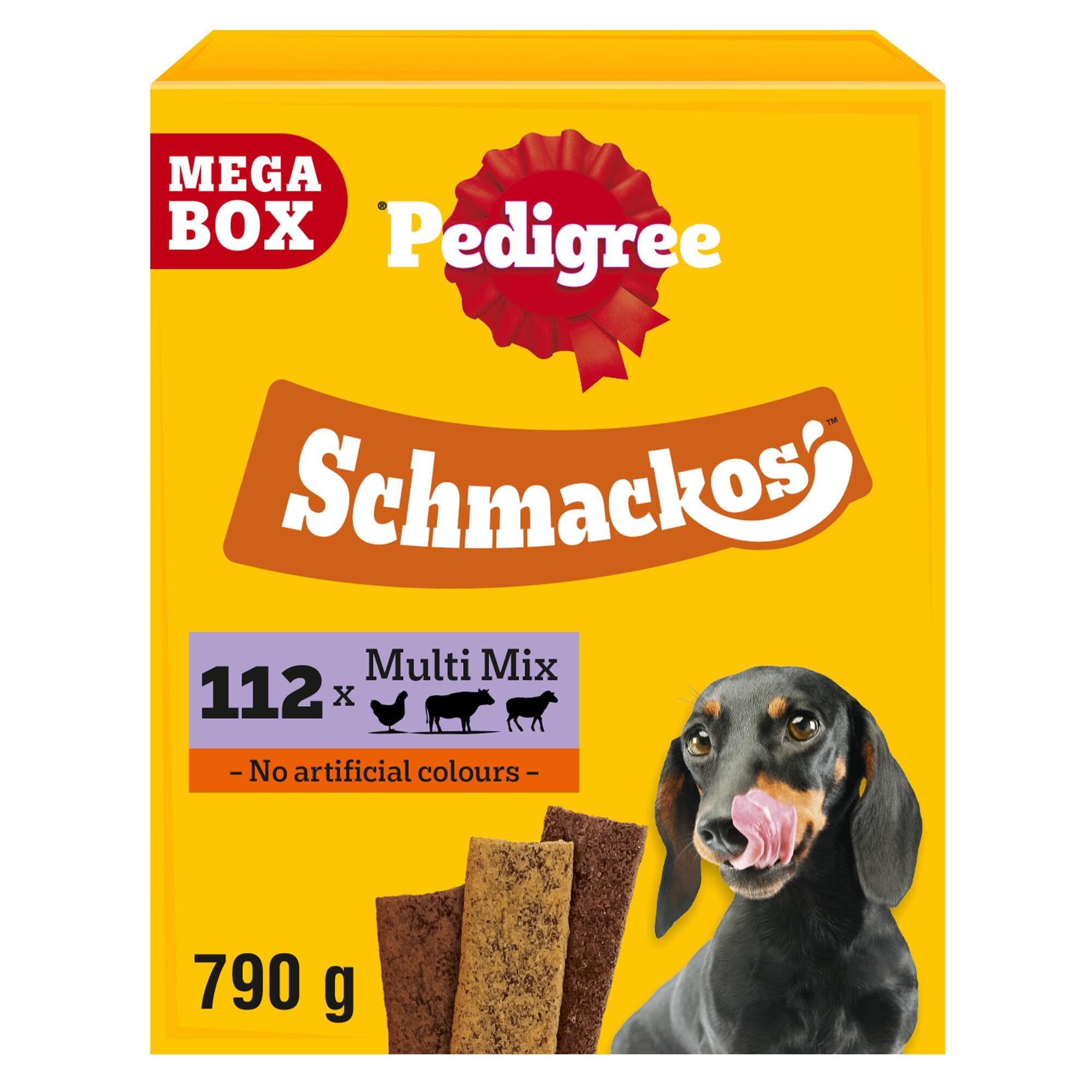 Pedigree Schmackos Mega Pack 110/112 Strips Snacks, Dog Treat Multipack with Beef, Lamb and Poultry Flavours