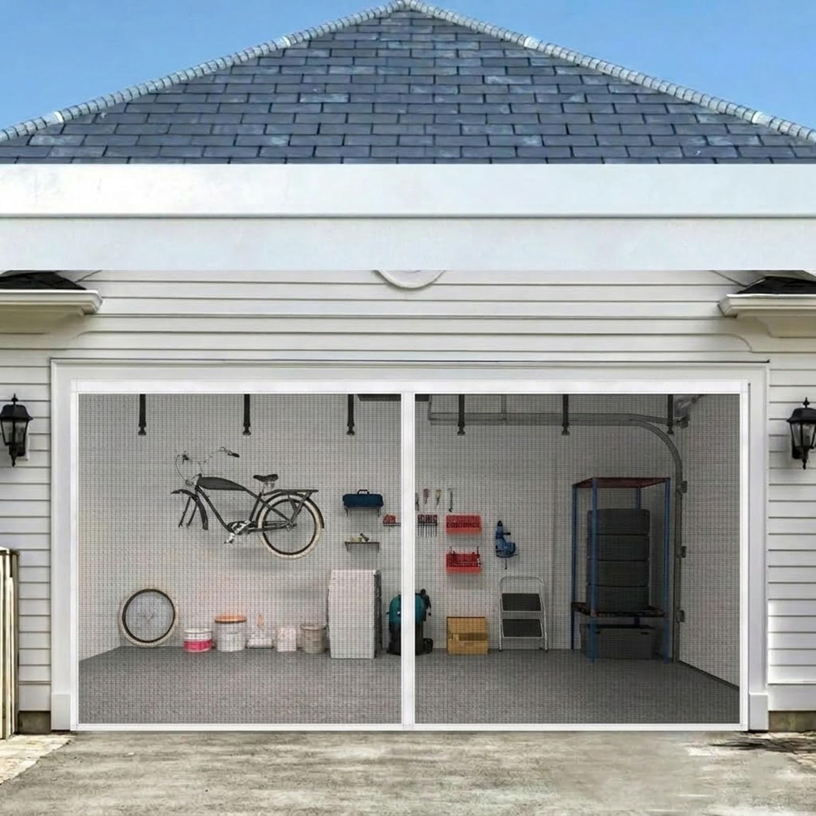 Moustiquaire pour garage balcon cour rideau aimanté grand format blanc