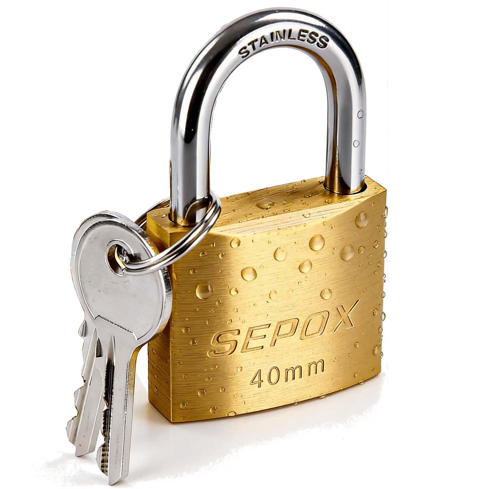 Lucchetto Sicurezza Ottone Massiccio 2 Lucchetti Lunghi In Ottone Con Grillo Acciaio - 40mm, 3 Chiavi, Generico Lucchetto 40mm Sicurezza