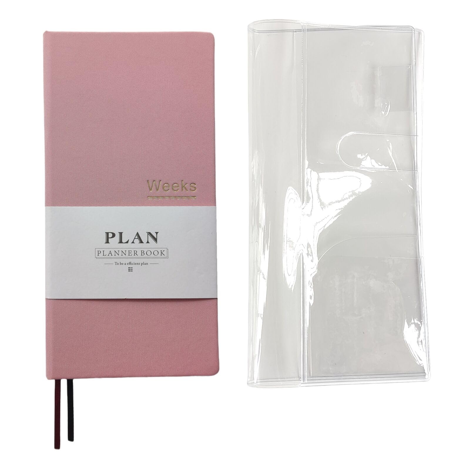 Pocket Monthly Weekly Planner Undated Weekly Planner 144 Pages Notebook Organiser Agenda (pink with cover)
