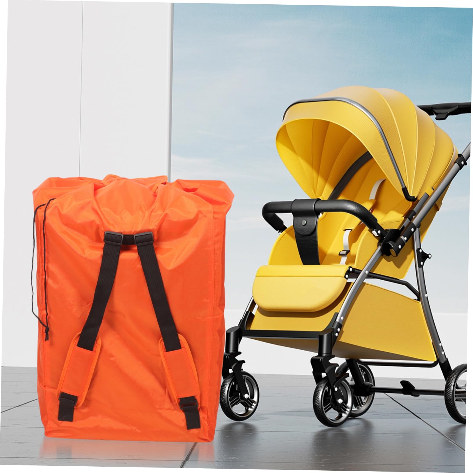 Sacca Passeggino da Viaggio Arancia, Oxford, Grande capacità | Pieghevole e Portatile, Facile da Pulire, per Passeggino e Seggiolino, 1 Pezzo