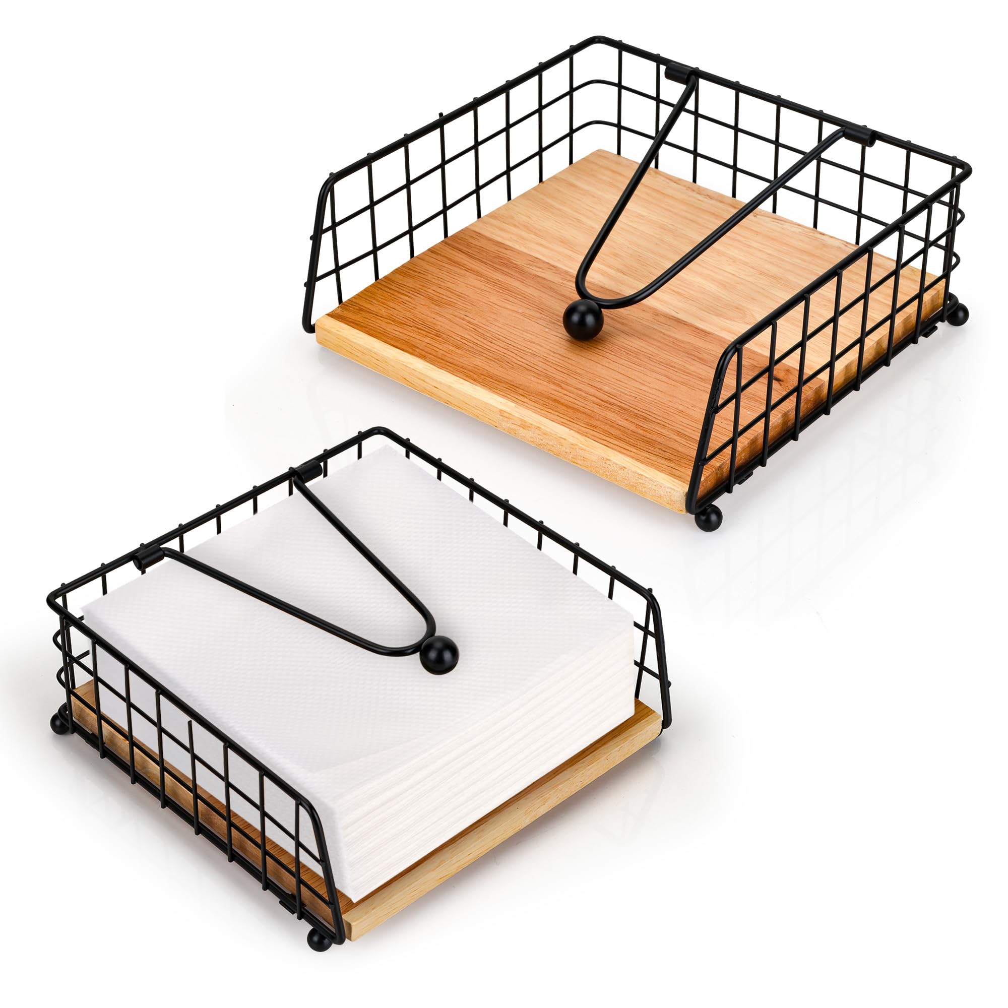 Aramanara 2 Pcs Metal Napkin Holders for Tables, Square Serviette Holder
