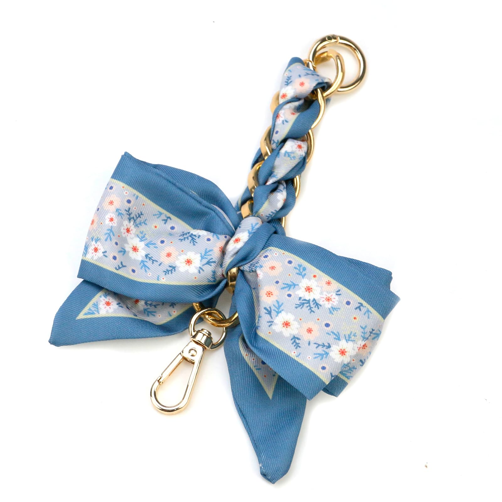 MY MIRONEY Handbag Extender Chain Blue Silk Bowknot Purse Chain Strap Extender Replacement Women Bag Scarf Decoration for Purse, Handbags, Shoulder