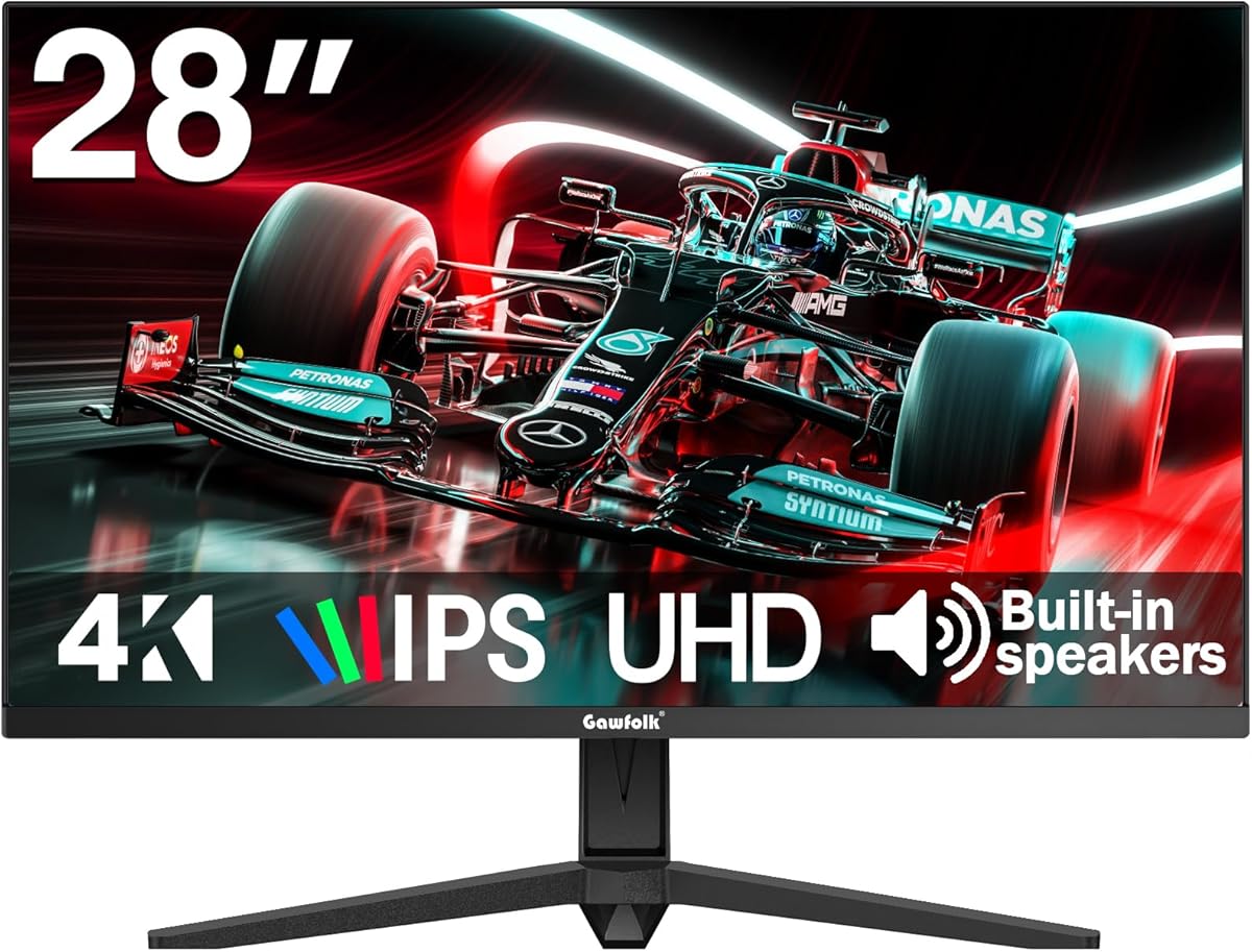 Gawfolk 28 Inch 4K Monitor IPS 60Hz, UHD (3840x2560p) PC Screen Built-in Speakers, Ultra HD Computer Dispaly for Home & Office, Support HDMI & DP, 3:2, 10Bit, 1.07 Billion Colours
