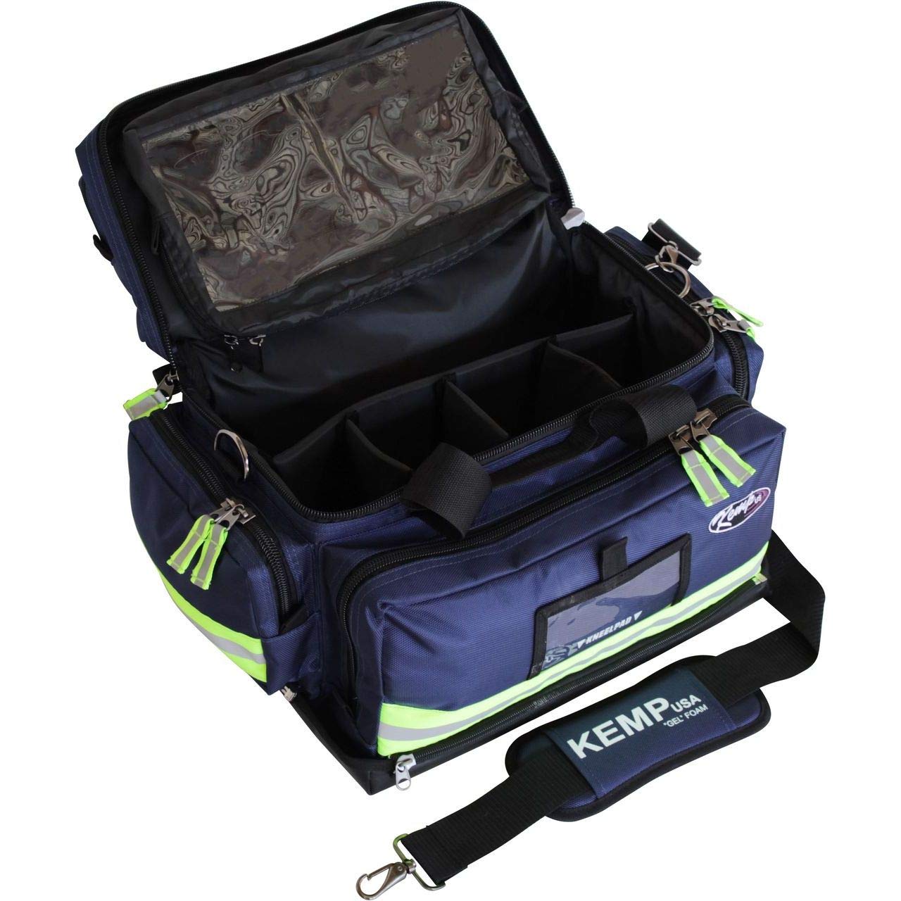 Kemp USA Professional Large Trauma Bag - EMS First Aid Kit & Emergency Survival Gear Organizer Storage for EMT First Responders - Navy Blue