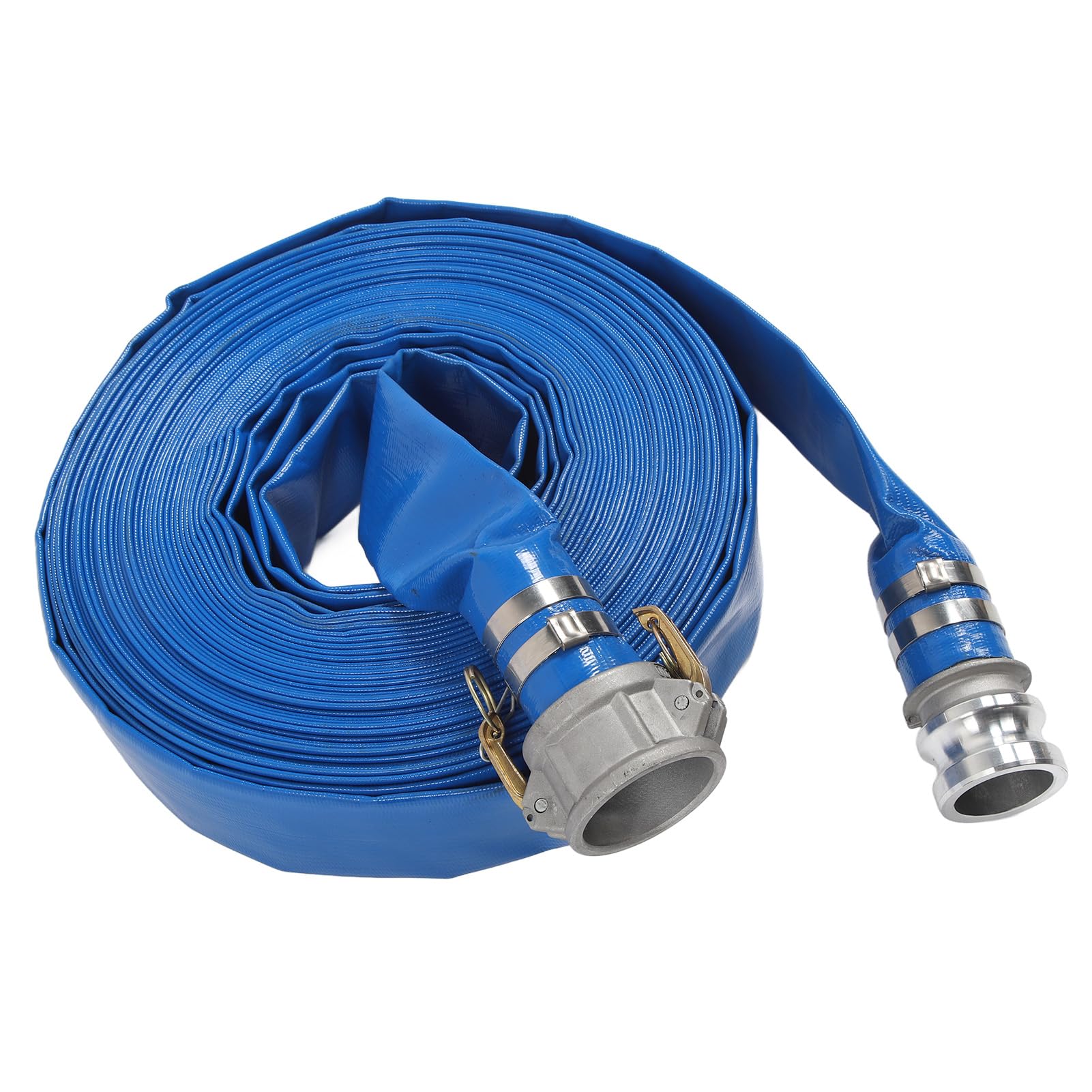 Wąż płasko ułożony PCV 2-calowy wąż wysokociśnieniowy do wody 51 mm x 30 m Wytrzymały wąż tłoczny pompy z mosiężnymi złączkami do basenów z płukaniem wstecznym i drenażem basenów