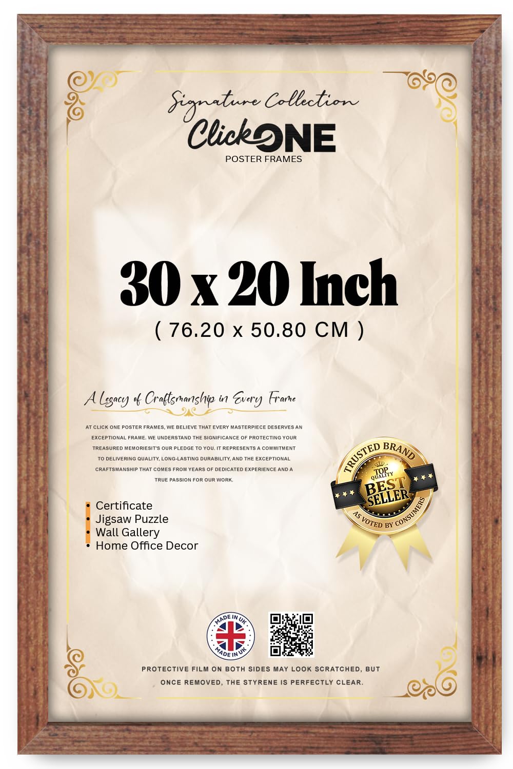Rustic Click One Photo Frame 20 X 30 Inches Poster Display With Uv Protection Acrylic Hanging Hardware For Wall Mounting Display Picture Vertically Or Horizontally Mdf Backboard