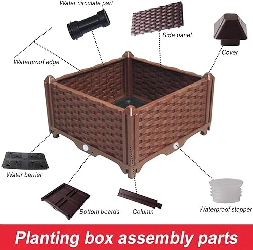Miniatura 6 de Kit de cama de jardín elevada de plástico, maceta ligera para cultivar verduras frescas, hierbas, flores en balcón, techo, patio o patio, 112 x 16 x