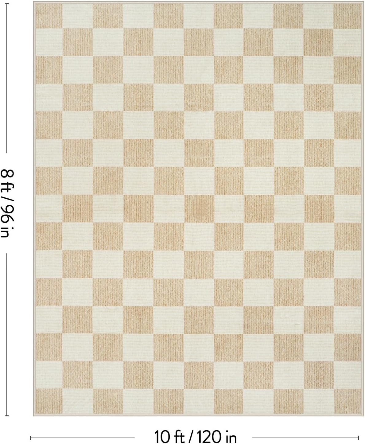 LIVEBOX 8x10 Area Rugs for Living Room, Checkered Non-Slip Washable Rugs, Farmhouse Neutral Classic Geometric Pattern Large Boys Area Rug for Bedroom, Carpet for Dining Room Office(Ivory,8'x10') - Image 2
